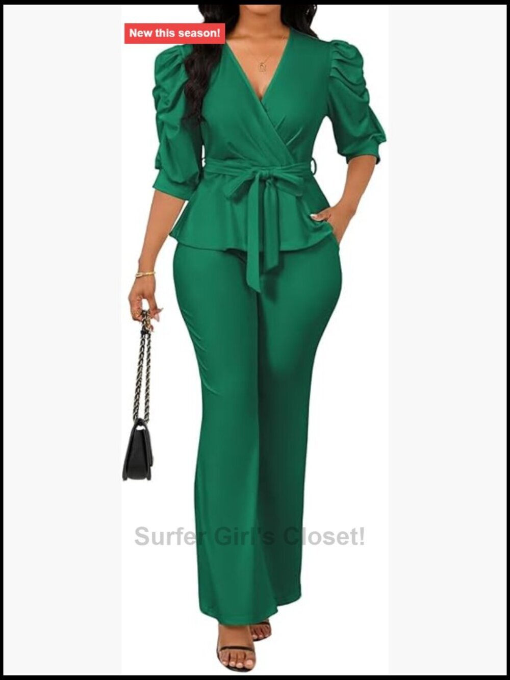 Dressy 2 Piece Pant Set Ruffle Top Wide Leg Pantsuit for Women